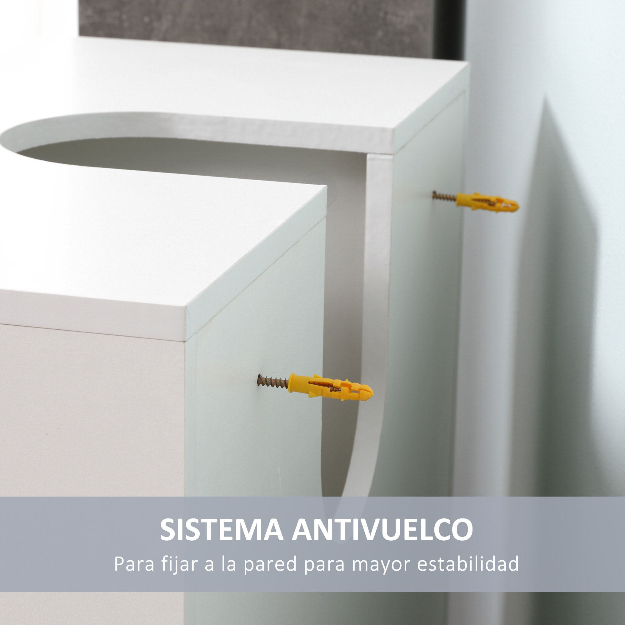 kleankin Mueble para Debajo del Lavabo Armario Baño de Suelo de Madera con 5 Compartimentos Abiertos y 1 Puerta Diseño Compacto Moderno 60x30x68 cm Blanco