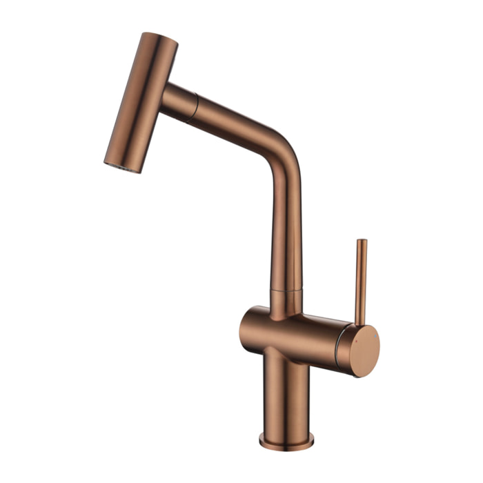 Timeless mitigeur d'évier à levier en acier inoxydable avec douchette extractible, monotrou, or rose brossé (TMLKF185BCP)