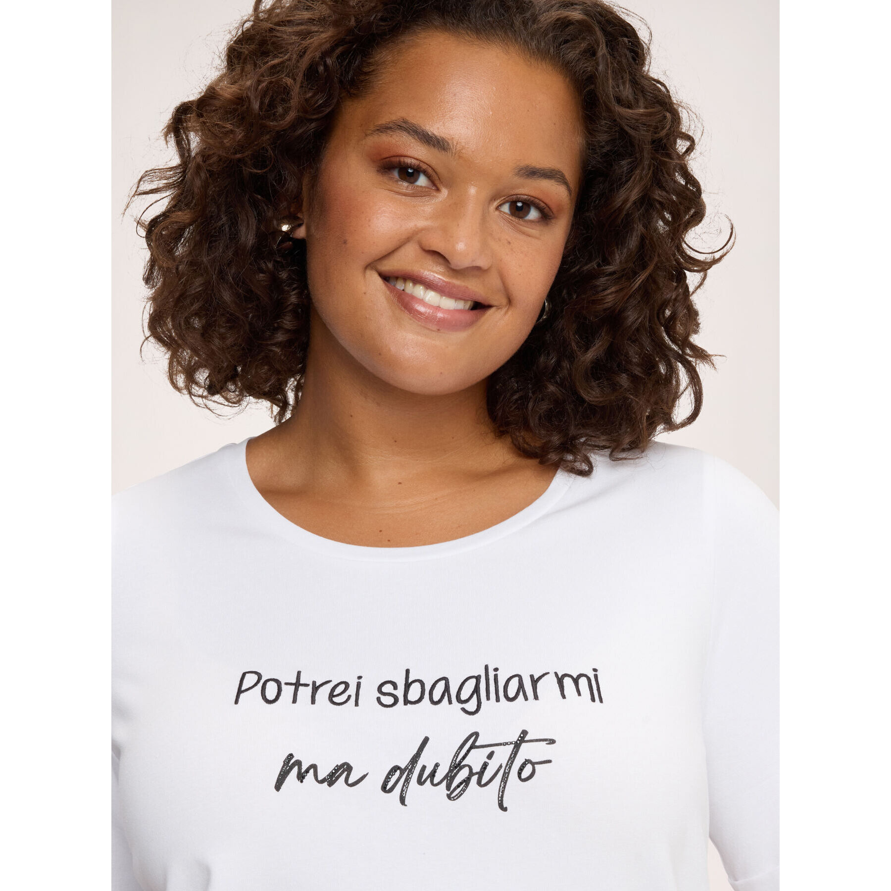 Fiorella Rubino - Camiseta de algodón con frase irónica - Blanco