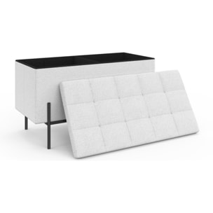Banc coffre Loan en bouclette blanche et pieds noirs 76cm