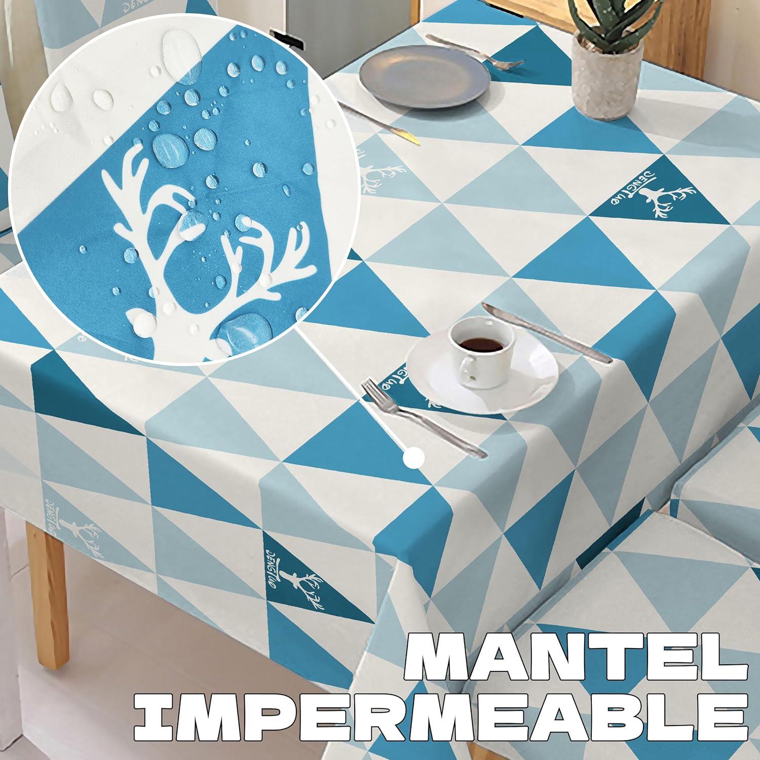 DAM Mantel impermeable de 140x220cm y 6 fundas de silla. 220x140x1 Cm. Color: Azul