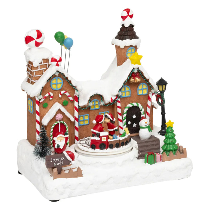 Village lumineux Père Noël bonhomme de neige train 11 LED musical et