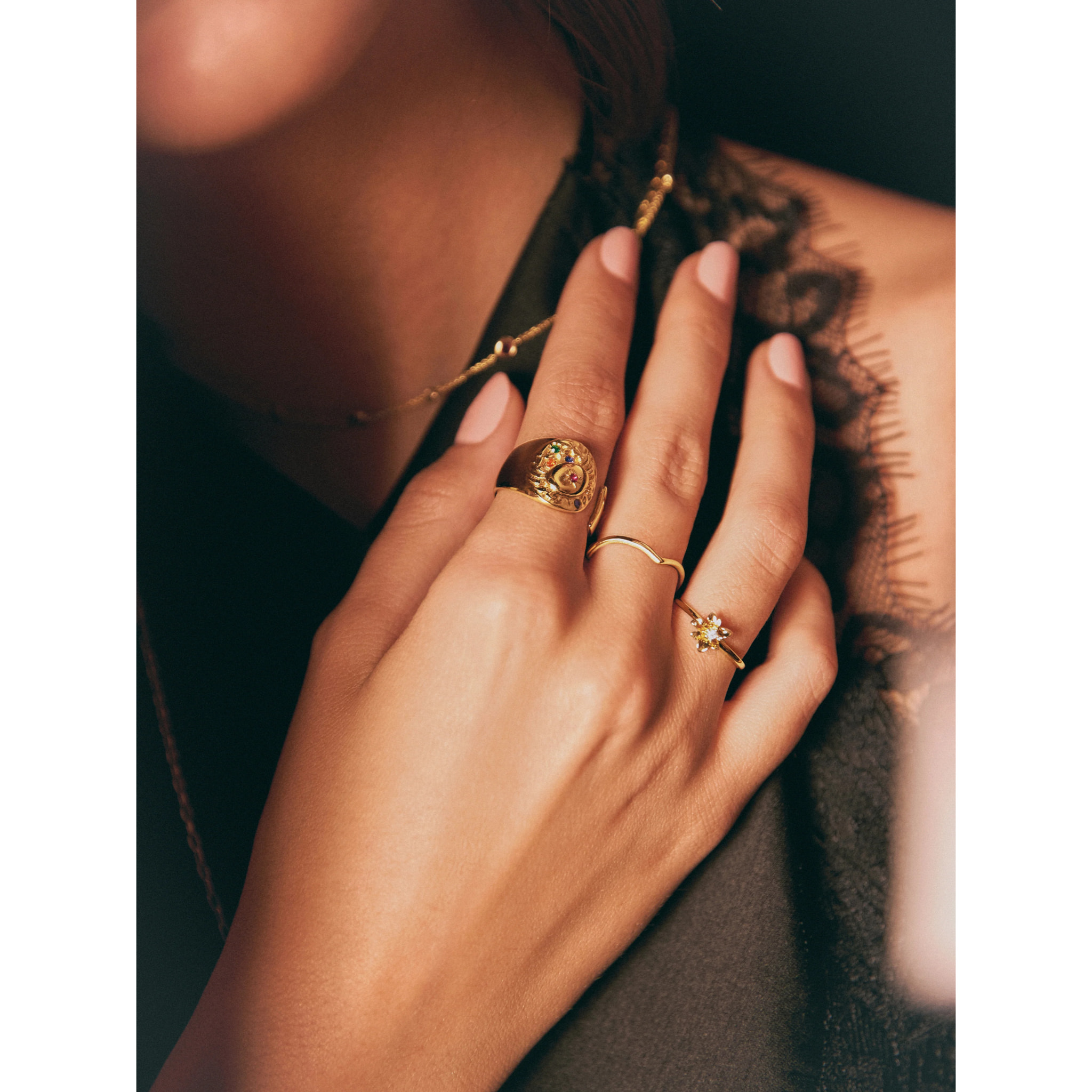 Anillo Organic Colors Zodiaco Baño Oro