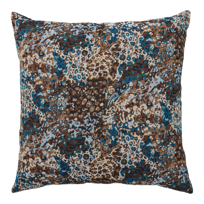 Cuscino Blossom in poliestere con stampa blue e marrone 45x45 cm