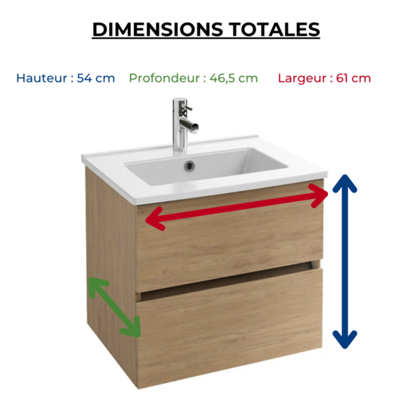 Meuble vasque Tolbiac chêne + miroir led