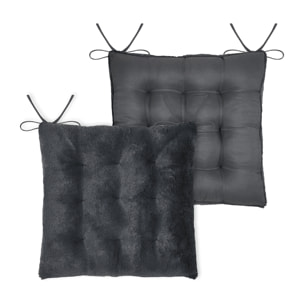 Galette de chaise imitation fourrure - Noir