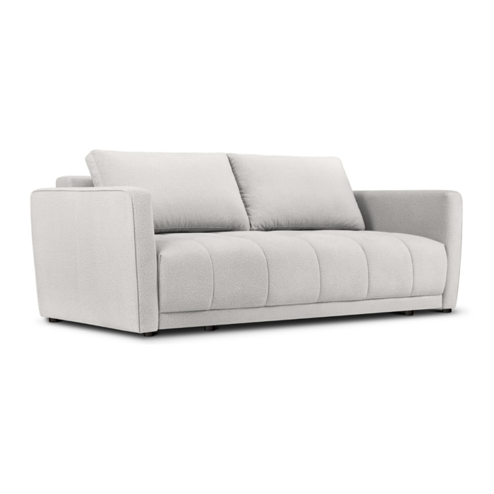 Canapé convertible avec coffre de rangement "Madrid" 3 places en tissu structurel gris clair