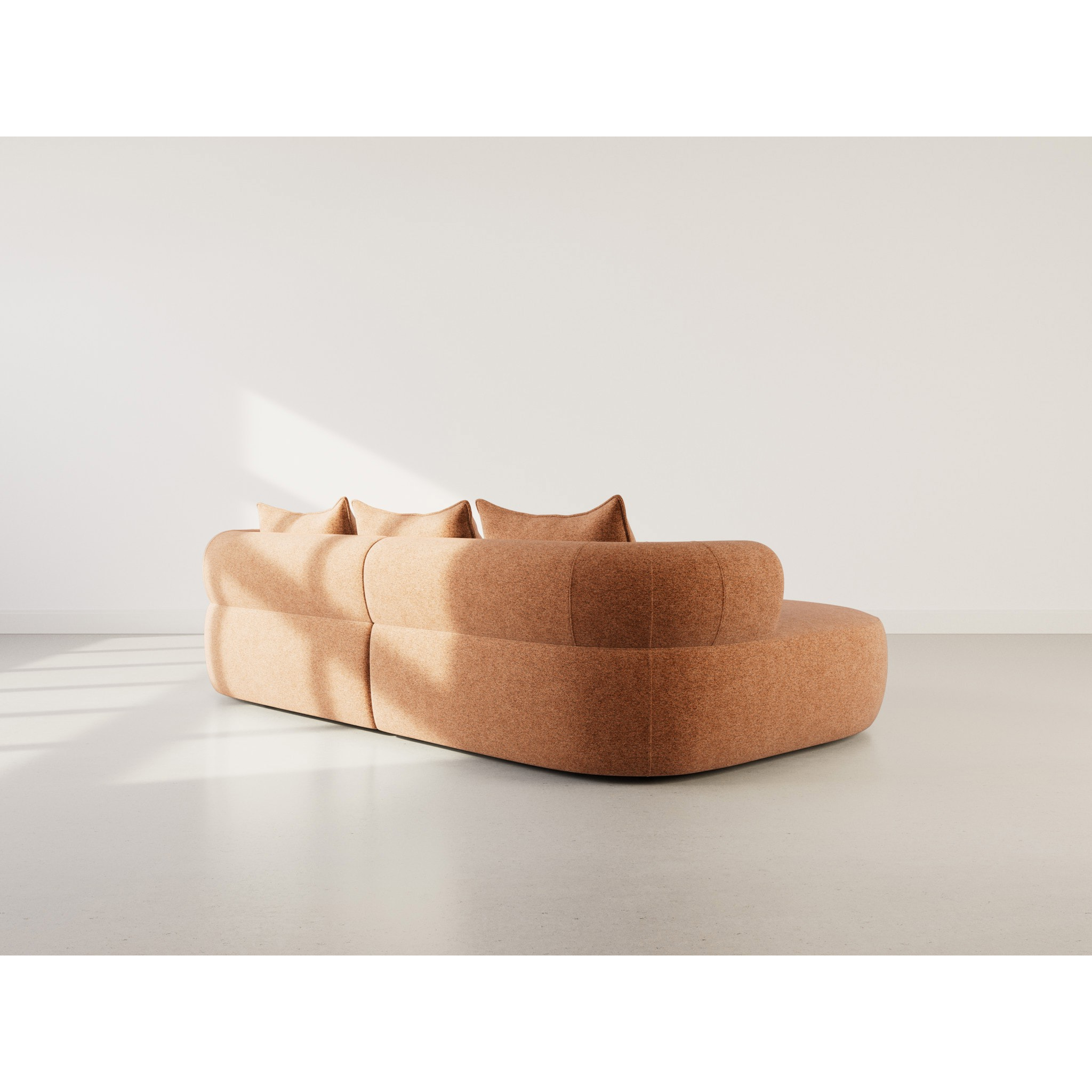 Angela - canapé d'angle gauche 4 places en velours texturé - Terracotta