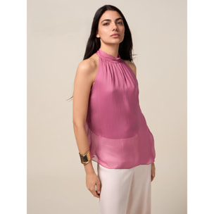 Oltre - Top mixto de seda - Rosa