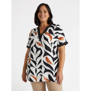 Fiorella Rubino - Blusa con estampado de follaje - Negro