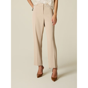 Oltre - Pantalones formales con raya marcada - Beige