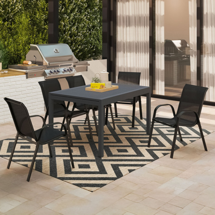 Table de jardin extensible 135-270cm polywood gris