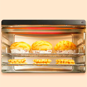 Forno elettrico da tavolo con una capacità di 22 litri. Pannello di controllo meccanico e 1000W di potenza.