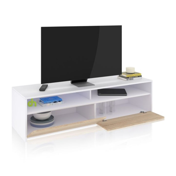 Mueble TV Elba 2 puertas Blanco Artik (Blanco Mate) - Roble Canadian