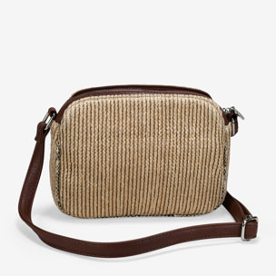 Bolso bandolera cuero en rafia con cadena