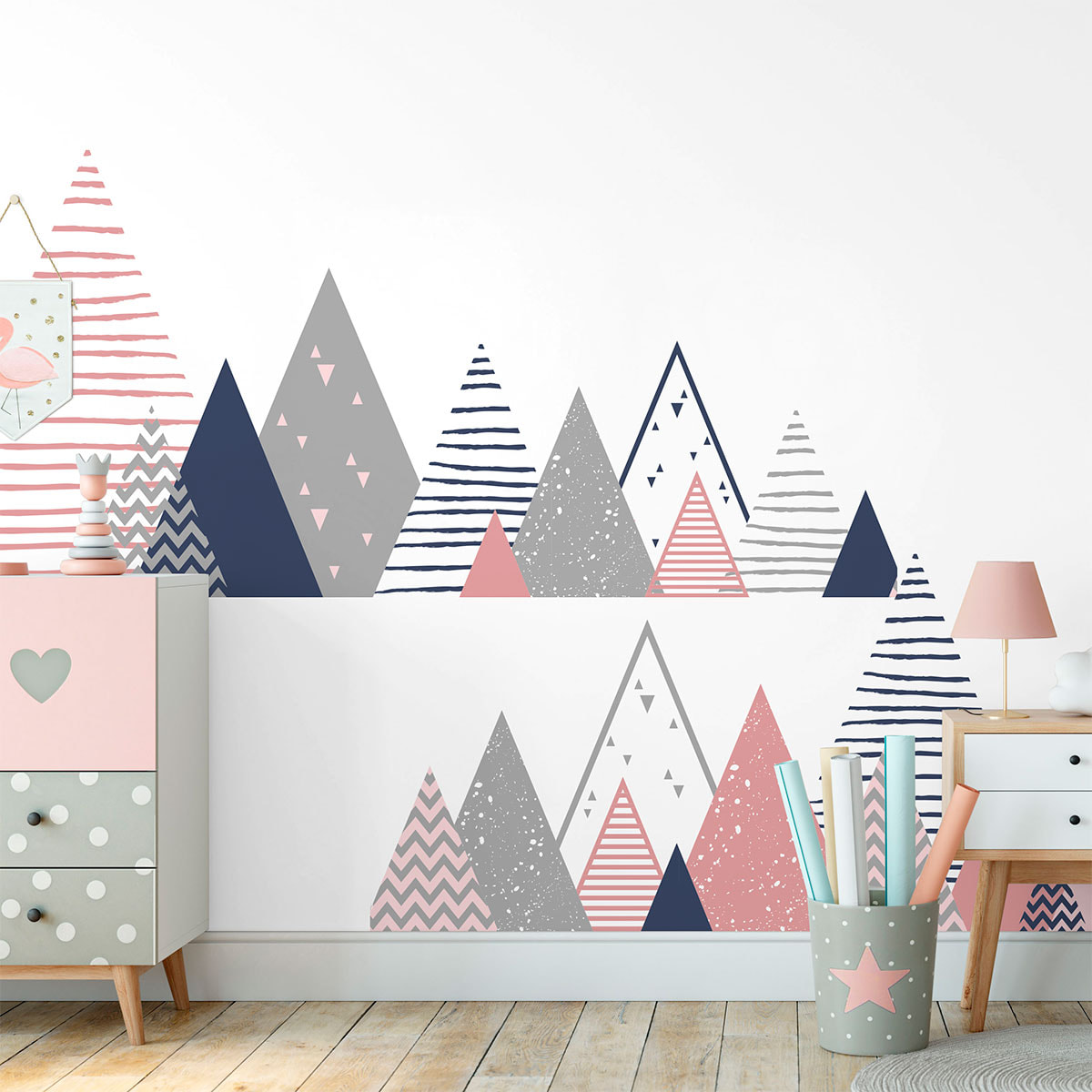 Stickers muraux enfants - Décoration chambre bébé - Autocollant Sticker mural géant enfant montagnes scandinaves ZALNAKA