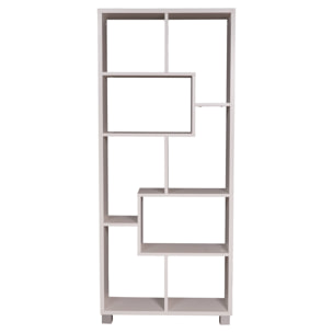 Libreria zig zag a 8 ripiani, Scaffale posizionabile verticalmente e orizzontalmente, Libreria portaoggetti da ufficio, cm 69x30h160, colore Bianco