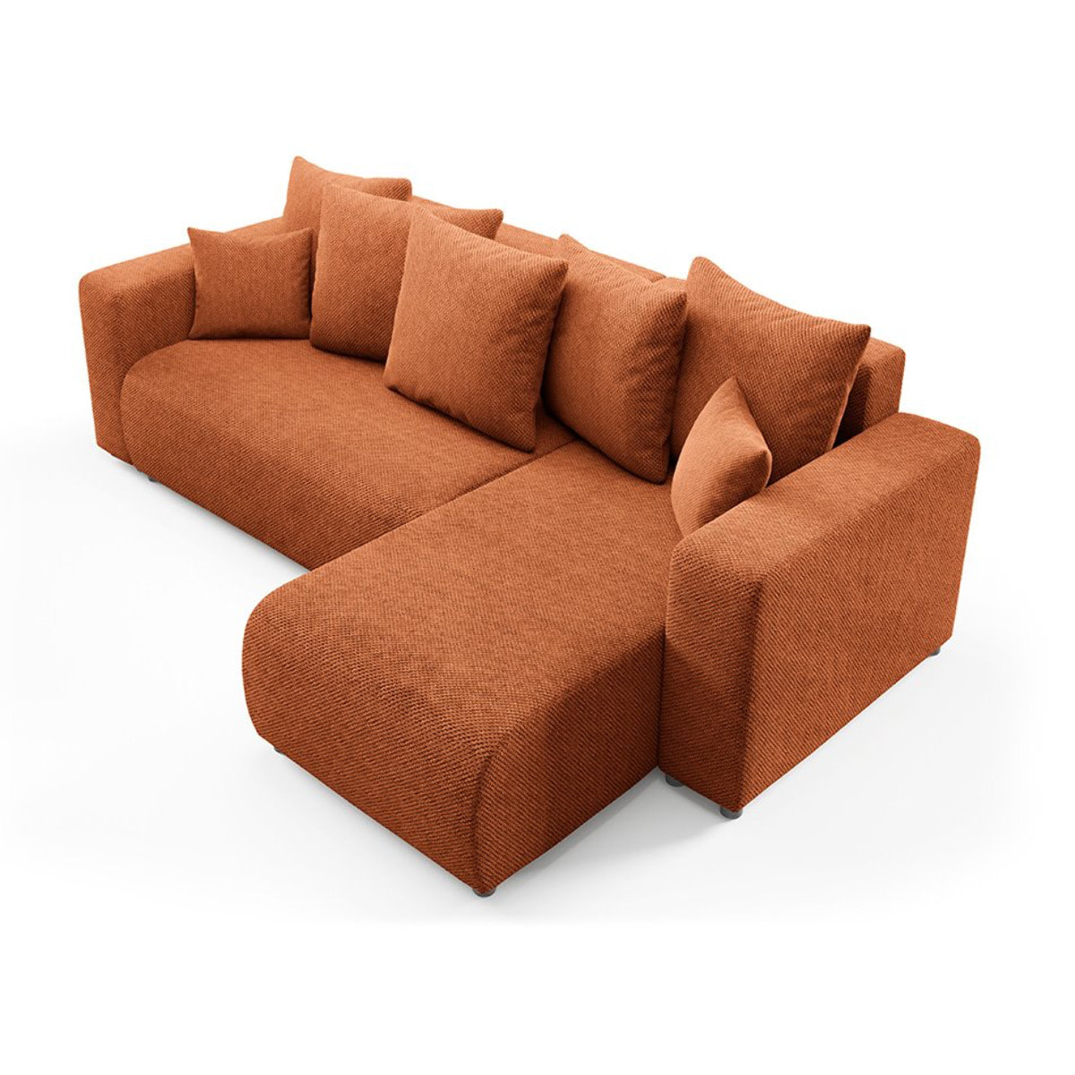 GLORIA - Canapé d'angle droit convertible 4 places en tissu terra
