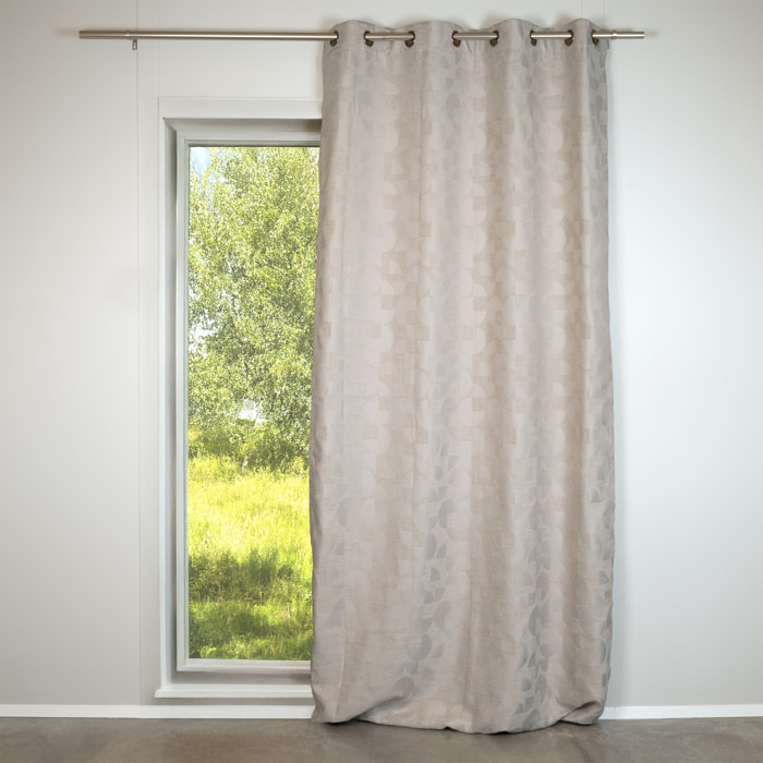 Rideau jacquard chenille à motifs géométrique - Lin
