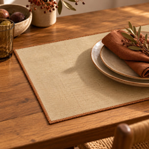 Lot de 6 sets de table en jute et contour marron 45x30cm