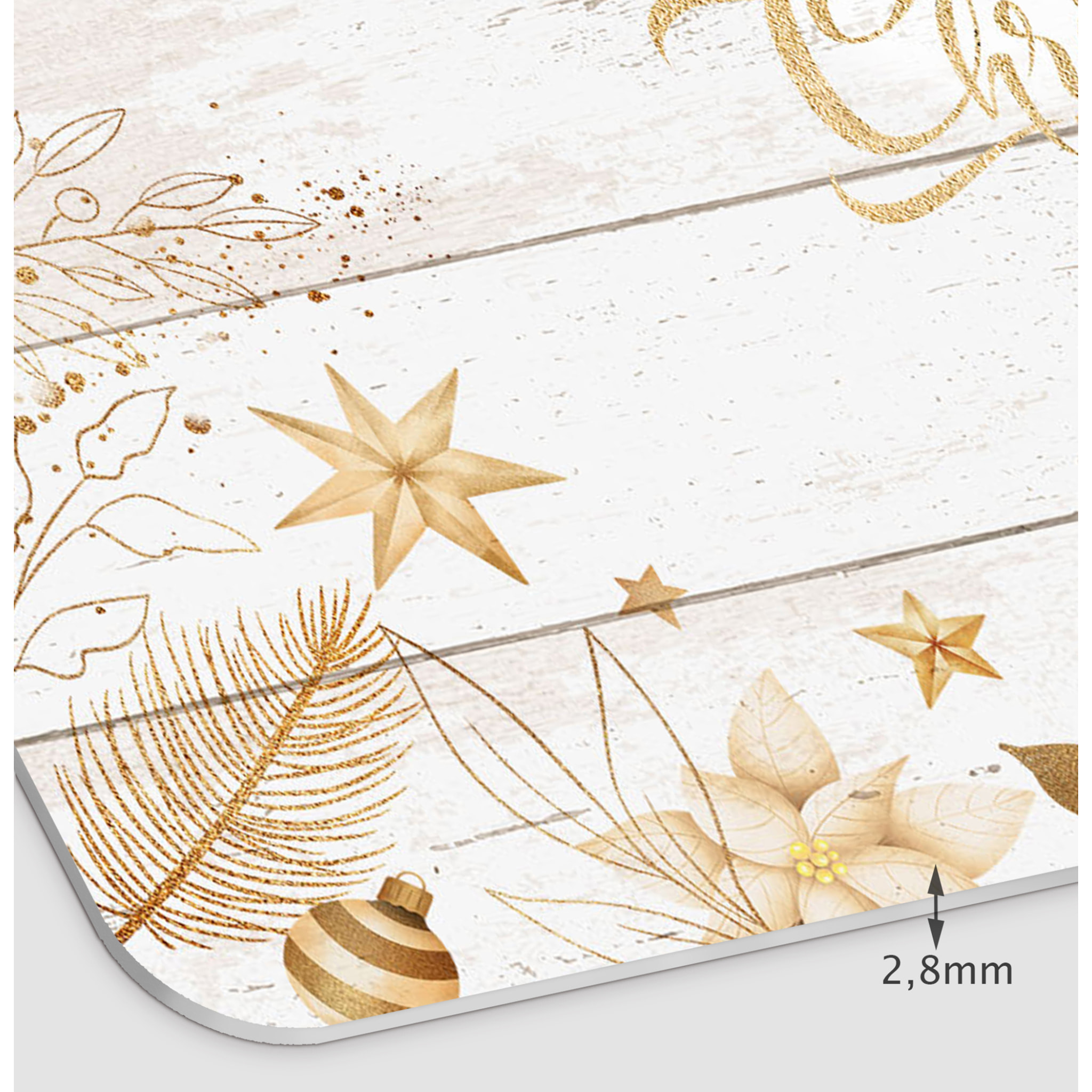 VINILIKO, set de 4 individuales de mesa Navidad oro y madera blanca 4u-30x45 cm