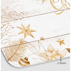 VINILIKO, set de 4 individuales de mesa Navidad oro y madera blanca 4u-30x45 cm