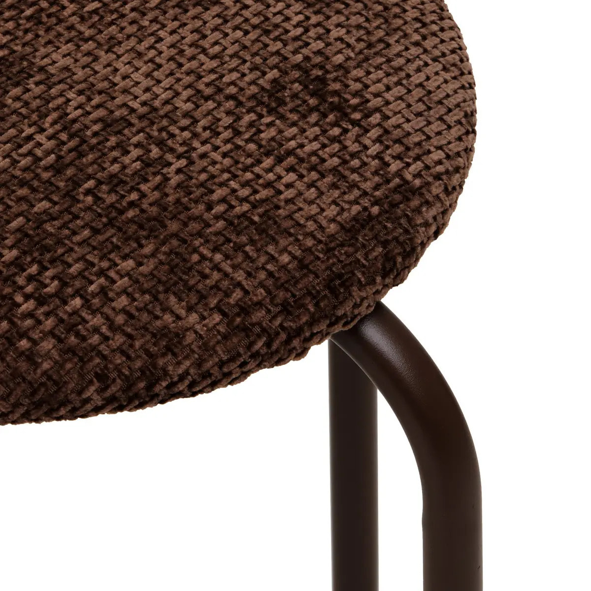 Tabouret rond empilable avec assise velous Flexy marron