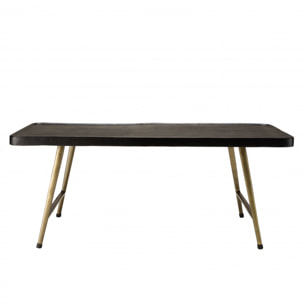 JONAS - Table basse rectangulaire en aluminium plateau noir pieds dorés