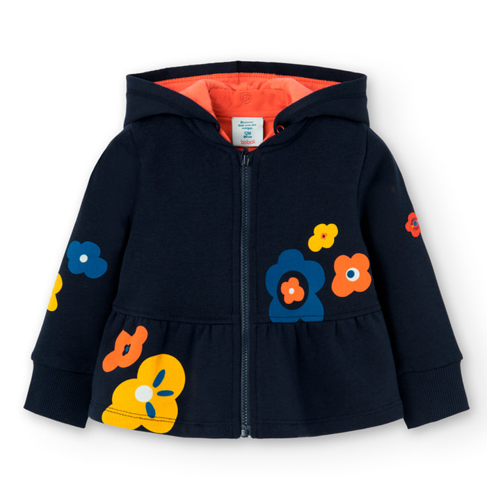 Chaqueta felpa con capucha de bebé niña