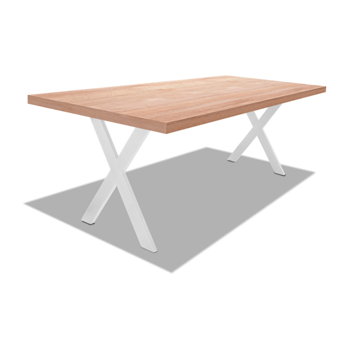 Tavolo da pranzo in legno e metallo con piedi a X bianchi - 160x90 cm