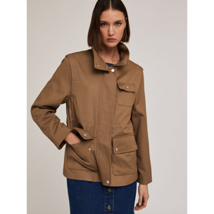 Motivi - Parka en mezcla de lyocell con mangas desmontables - Marrón