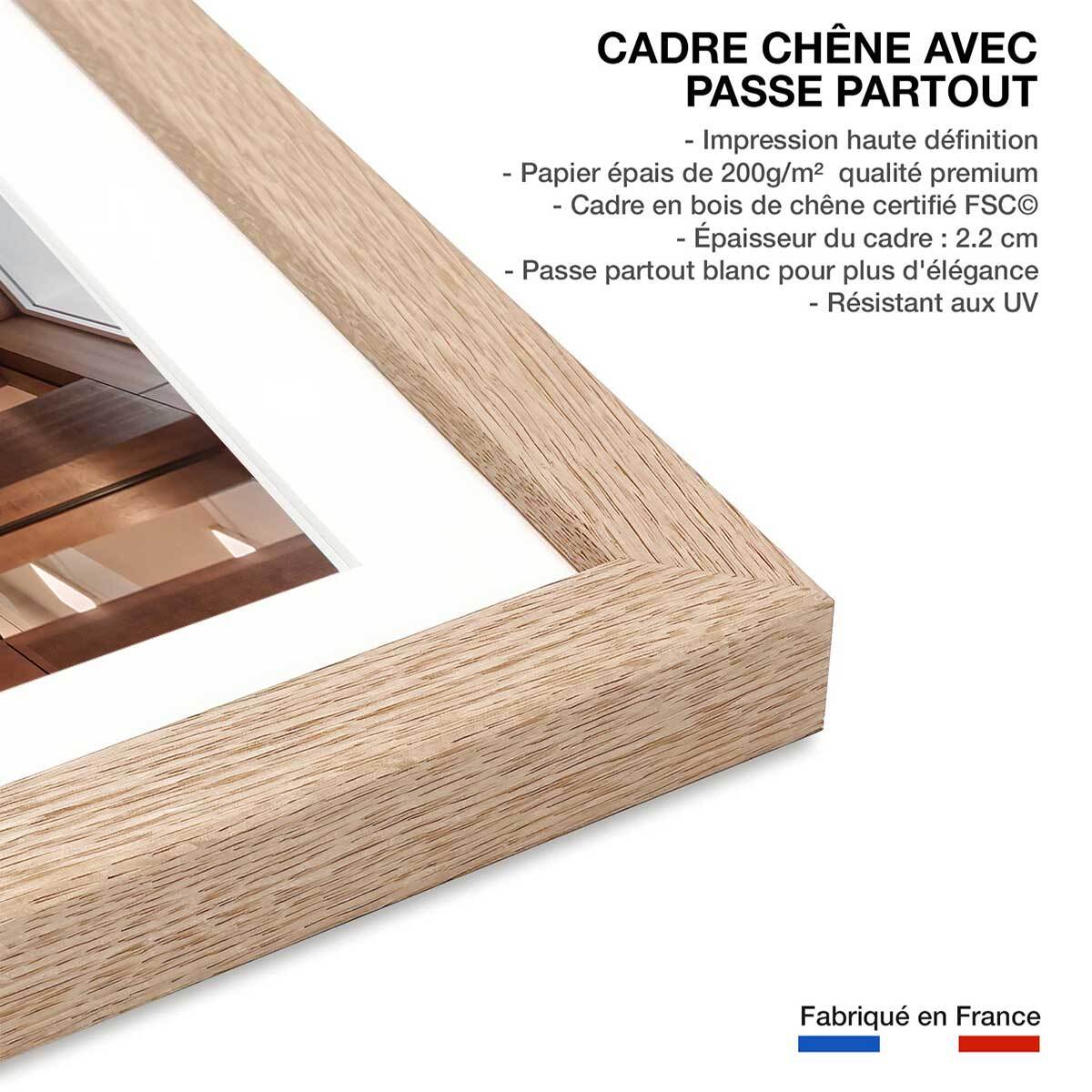 Affiche photo library in berlin - Affiche + cadre en bois - Chêne