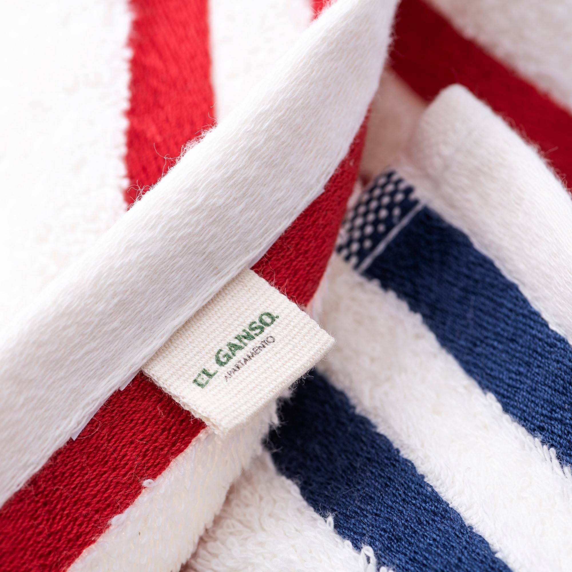 Set de 4 toallas de baño (2x toalla manos 50x90cm + 2x toalla ducha 70x140cm) 100% algodón 500gsm blanco crudo y azul marino el ganso