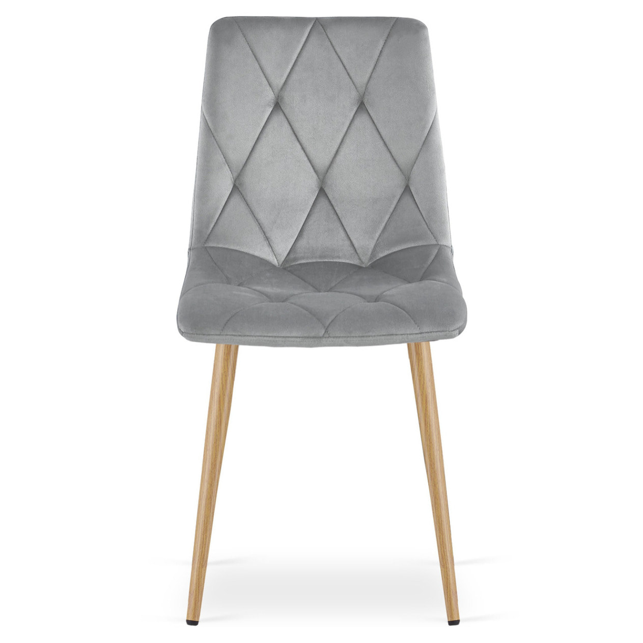 Set di 2 sedie Libra in velluto grigio chiaro e metallo effetto legno