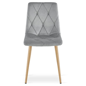 Set di 2 sedie Libra in velluto grigio chiaro e metallo effetto legno
