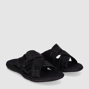 Sandalias de Piel - Negro - Tacón: Bajo