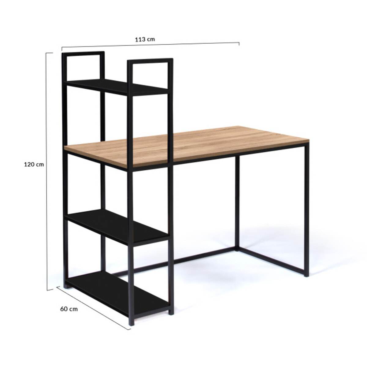 Bureau bibliothèque Manhattan en bois et métal