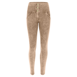 Pantaloni push up WR.UP® vita alta con bottoni bleached