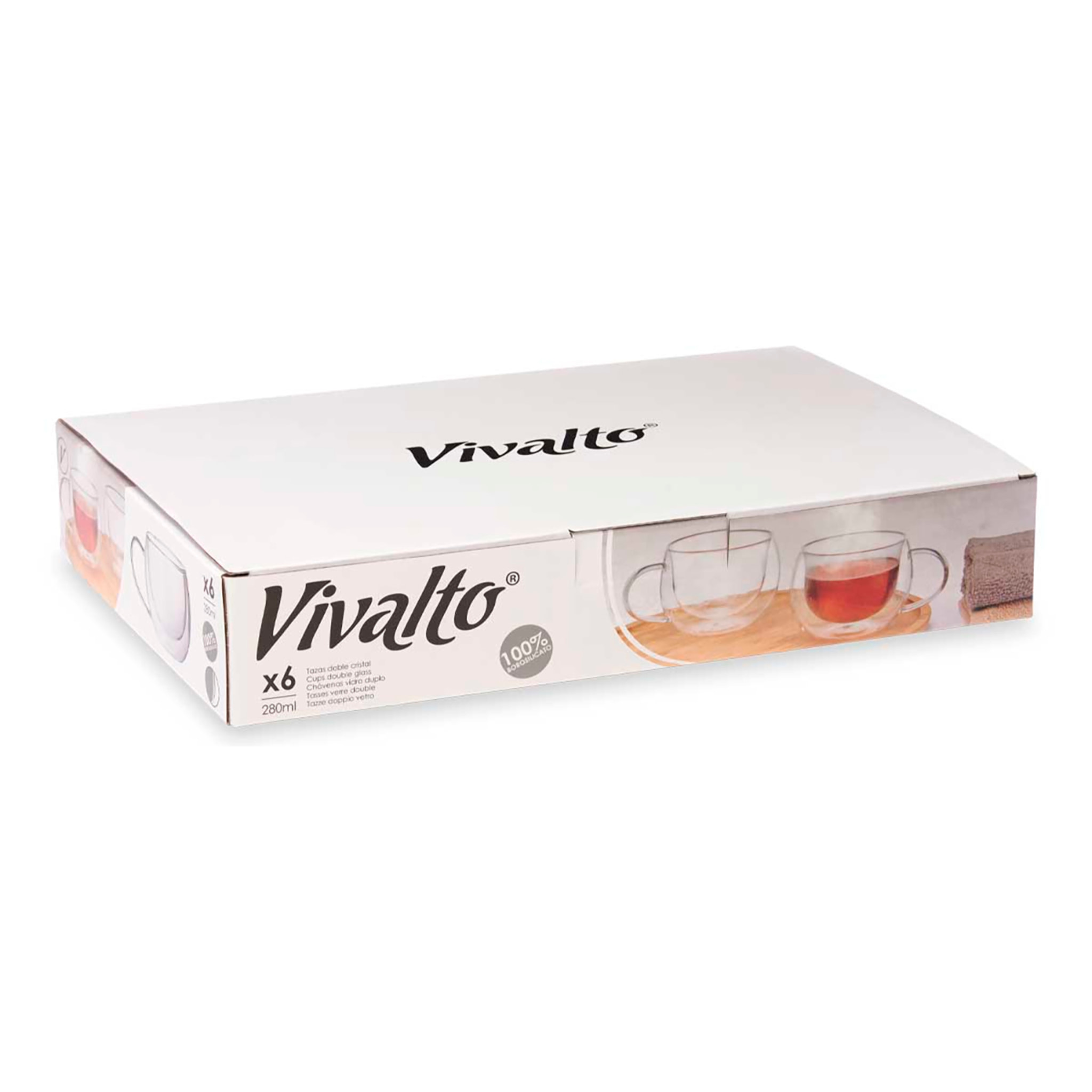 PACK 6 TAZAS BOROSILICATO TE DOBLE pared 280 ML
