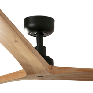 KLIM L Ventilateur de plafond noir/bois chêne TUYA