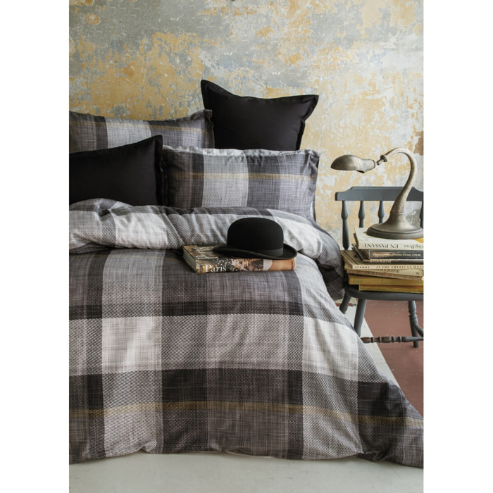 Parure housse de couette 240x220 cm et 2 taies d'oreiller 63x63cm satin de coton imprimé