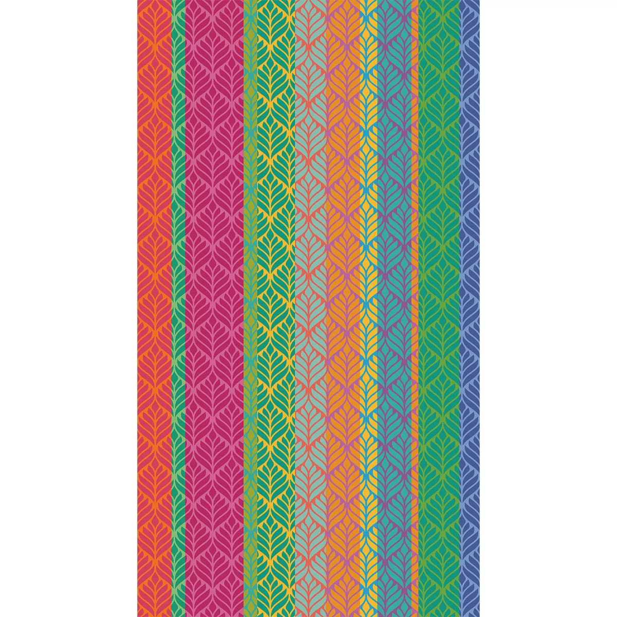 Drap de plage pur coton 500 g/m² motif jacquard multicolore Feuillage pop