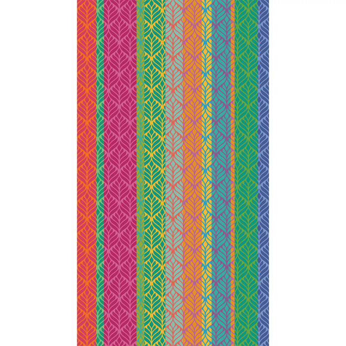 Drap de plage pur coton 500 g/m² motif jacquard multicolore Feuillage pop