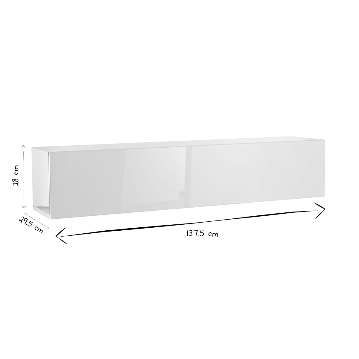 Élément mural TV horizontal blanc laqué brillant L138 cm ETERNEL