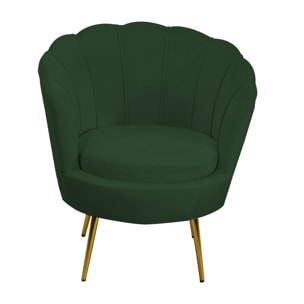 Poltrona Tulipan Vacchetti in velluto verde cm73x72h77