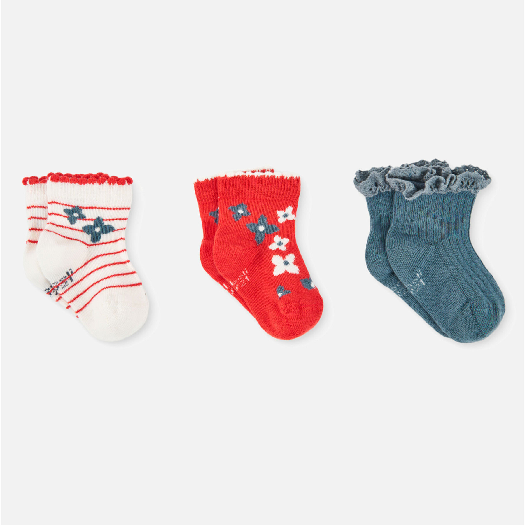 Pack calcetines para niña estampados de color rojo