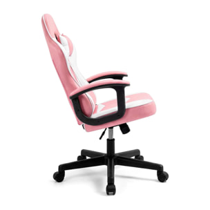 Silla gaming reclinable y con altura ajustable en rosa y blanco Raptor Rosa - Blanco