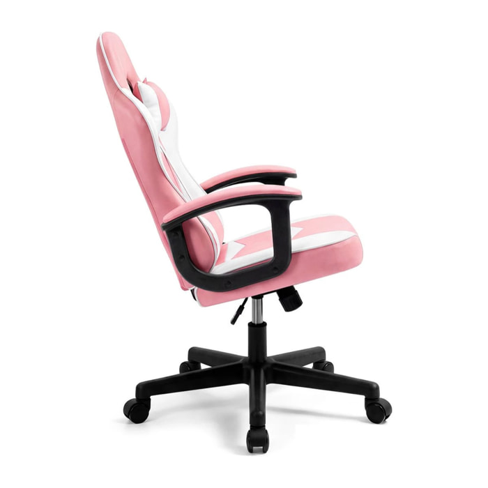 Silla gaming reclinable y con altura ajustable en rosa y blanco Raptor Rosa - Blanco