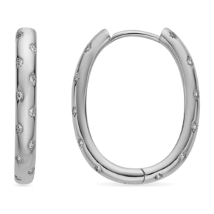 Pendientes de 15mm de diámetro con Circonita Brillante acabado plata
