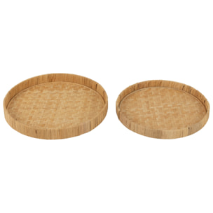 J-Line Set 2 Plateau Rond Bambou/Rotin Naturel